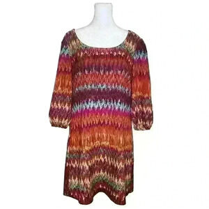 Lily Rose women's geometric shirt dress 3/4 Length sleeves size medium